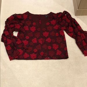 Club Monaco embroidered statement sleeve blouse